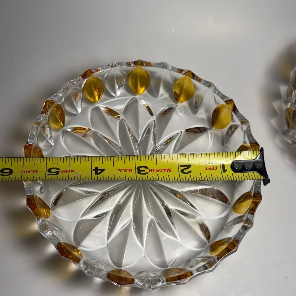 Vintage Stacking ECHT BLEIKRISTALL Bowl German Amber Clear Lead Crystal Set of 2